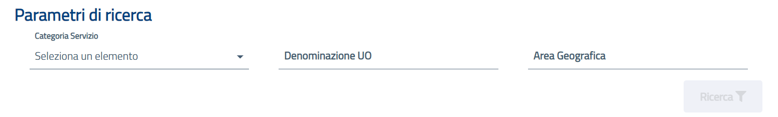 Parametri di Ricerca Servizi UO